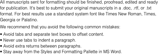 All manuscripts sent for formatting